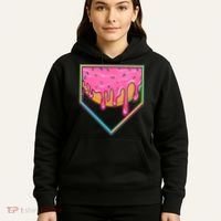 Dripping Pink Frosting Donut Baseball Diamond Home Plate Hoodie thumb 5