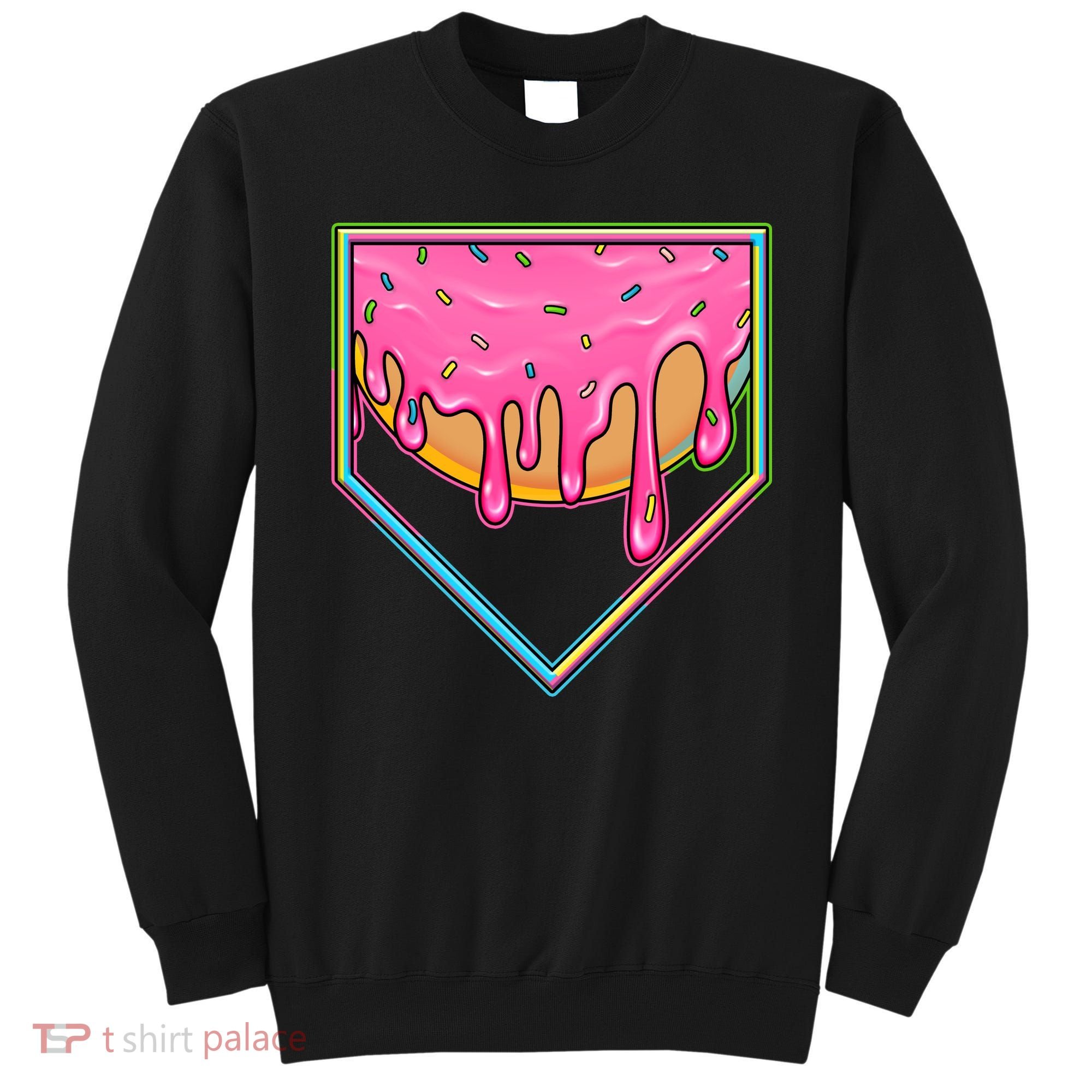 Dripping Pink Frosting Donut Baseball Diamond Home Plate Sweatshirt