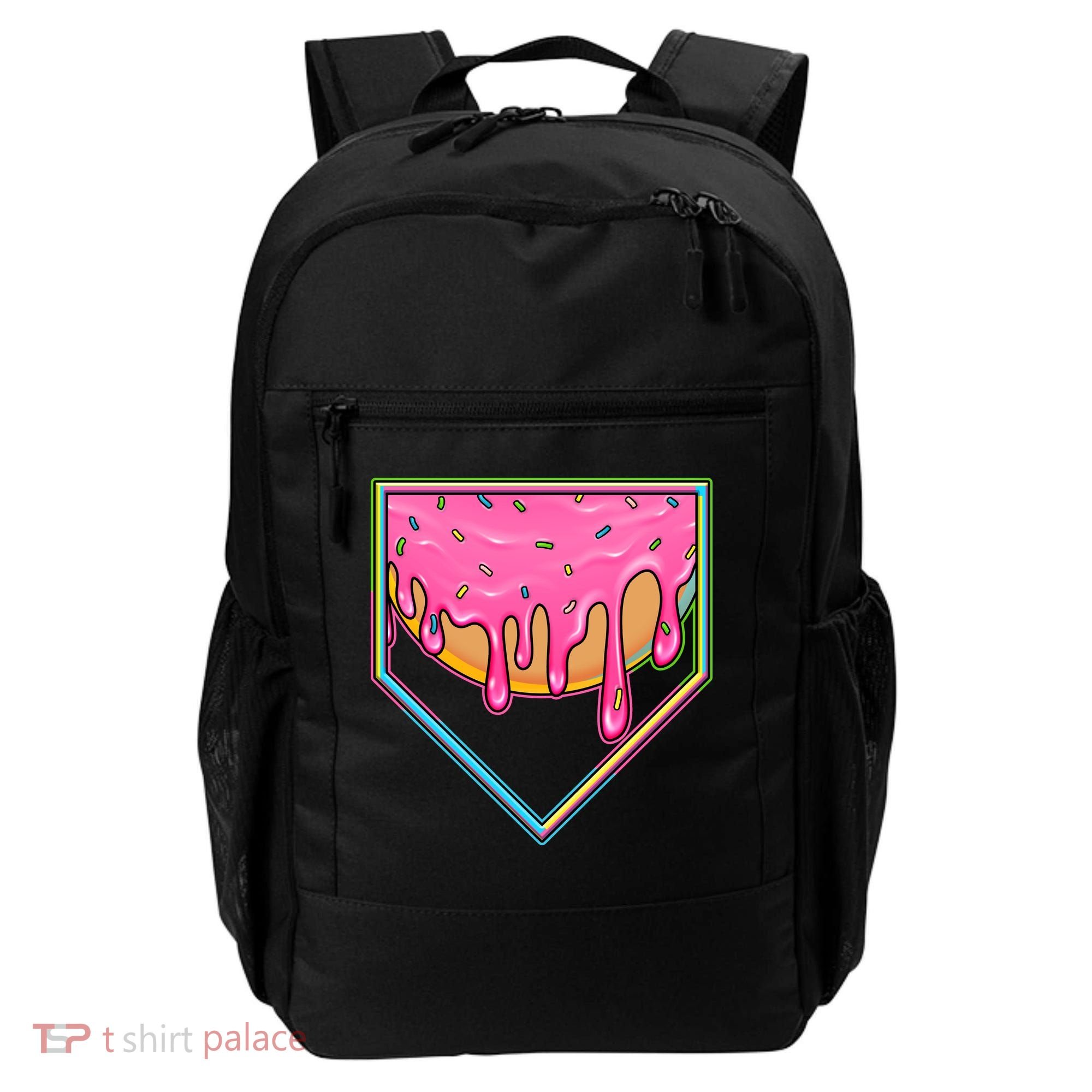Dripping Pink Frosting Donut Baseball Diamond Home Plate Backpack