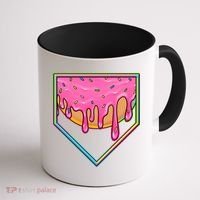 Dripping Pink Frosting Donut Baseball Diamond Home Plate Coffee Mug thumb 1