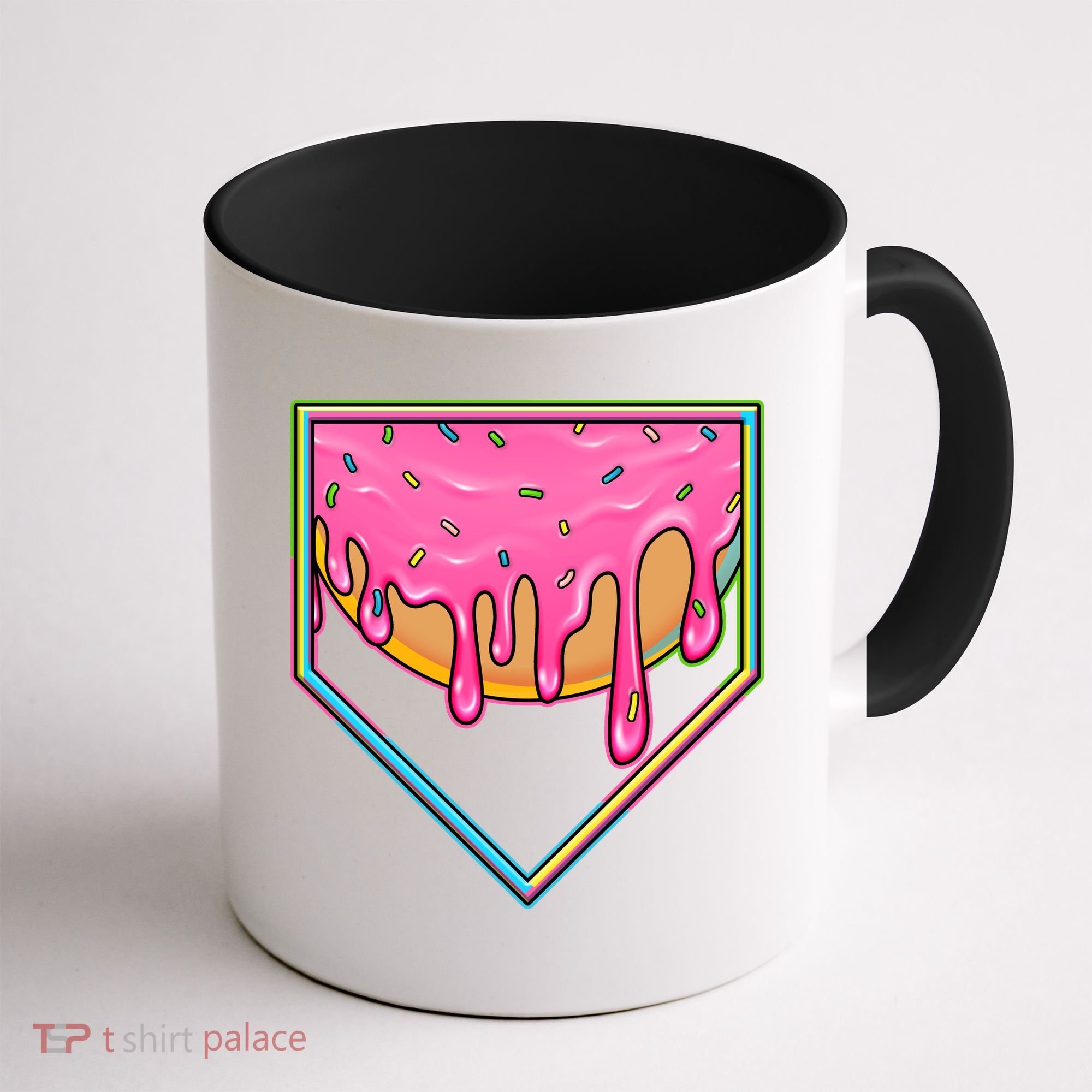 Dripping Pink Frosting Donut Baseball Diamond Home Plate Coffee Mug