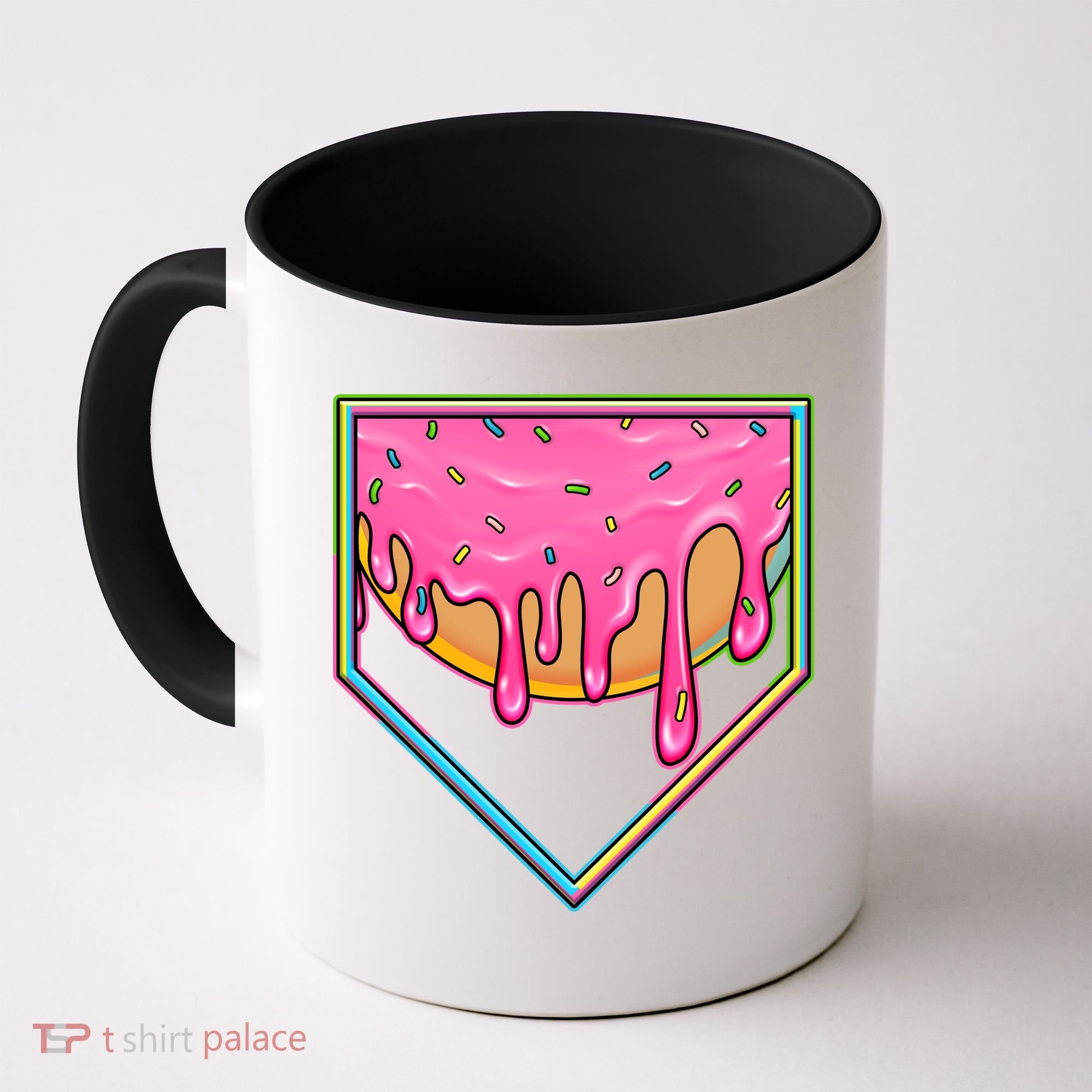 Dripping Pink Frosting Donut Baseball Diamond Home Plate Coffee Mug