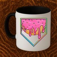 Dripping Pink Frosting Donut Baseball Diamond Home Plate Coffee Mug thumb 2