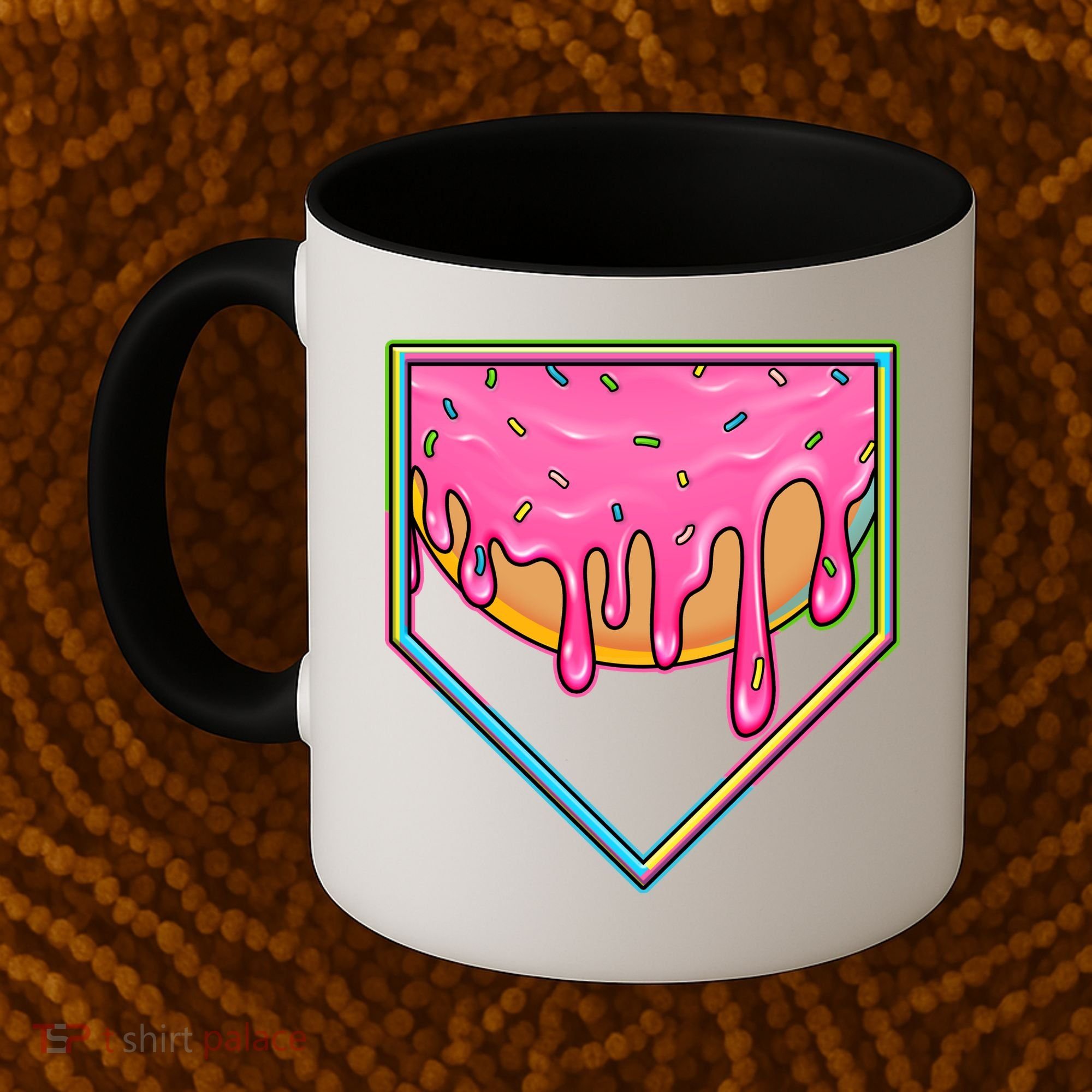 Dripping Pink Frosting Donut Baseball Diamond Home Plate Coffee Mug