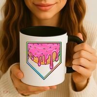 Dripping Pink Frosting Donut Baseball Diamond Home Plate Coffee Mug thumb 3