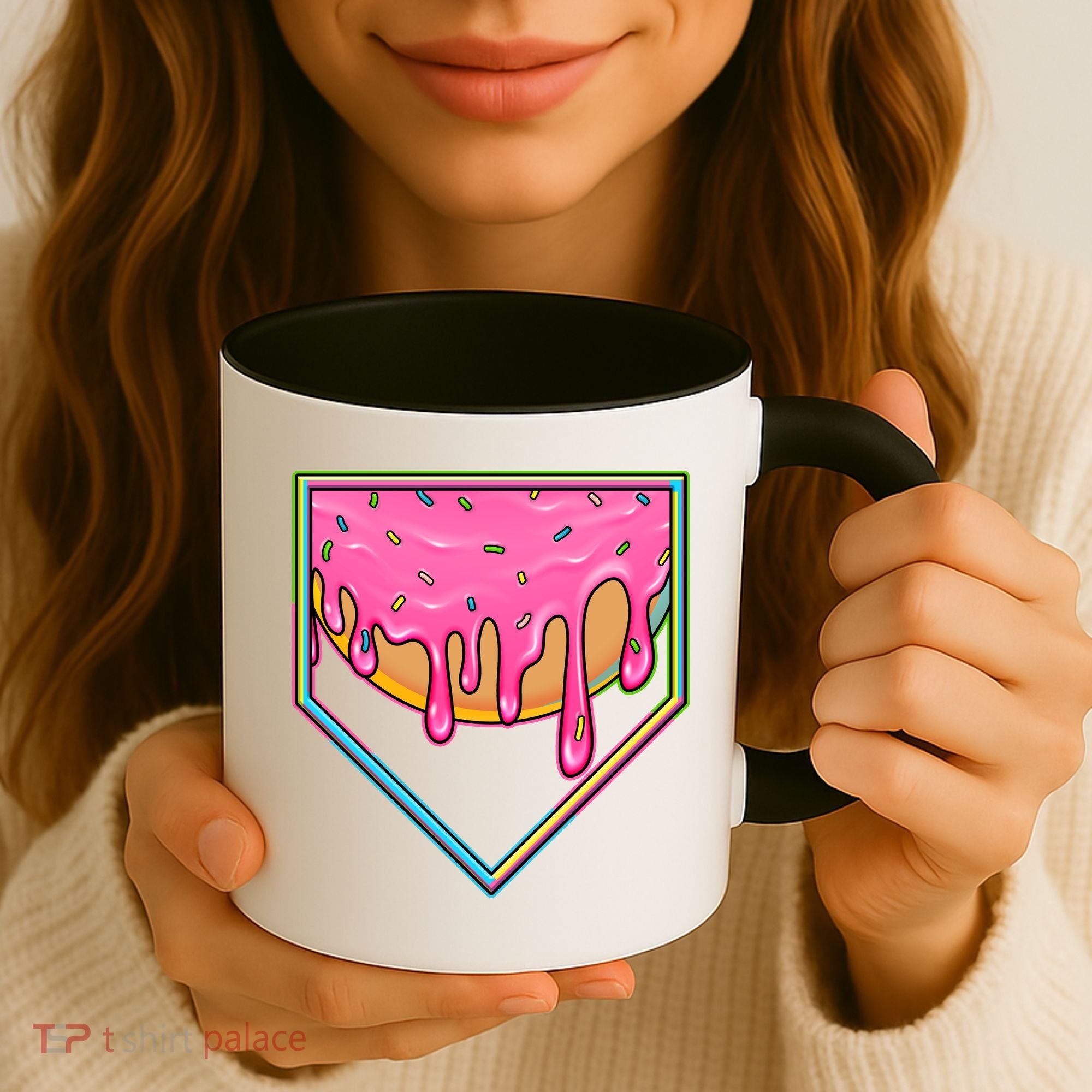 Dripping Pink Frosting Donut Baseball Diamond Home Plate Coffee Mug