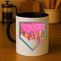 Dripping Pink Frosting Donut Baseball Diamond Home Plate Coffee Mug thumb 4