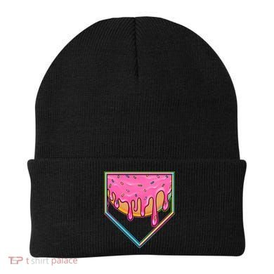 Dripping Pink Frosting Donut Baseball Diamond Home Plate Beanie