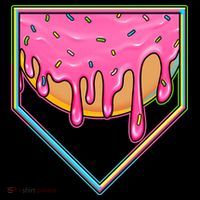 Dripping Pink Frosting Donut Baseball Diamond Home Plate Women's Hoodie thumb 2