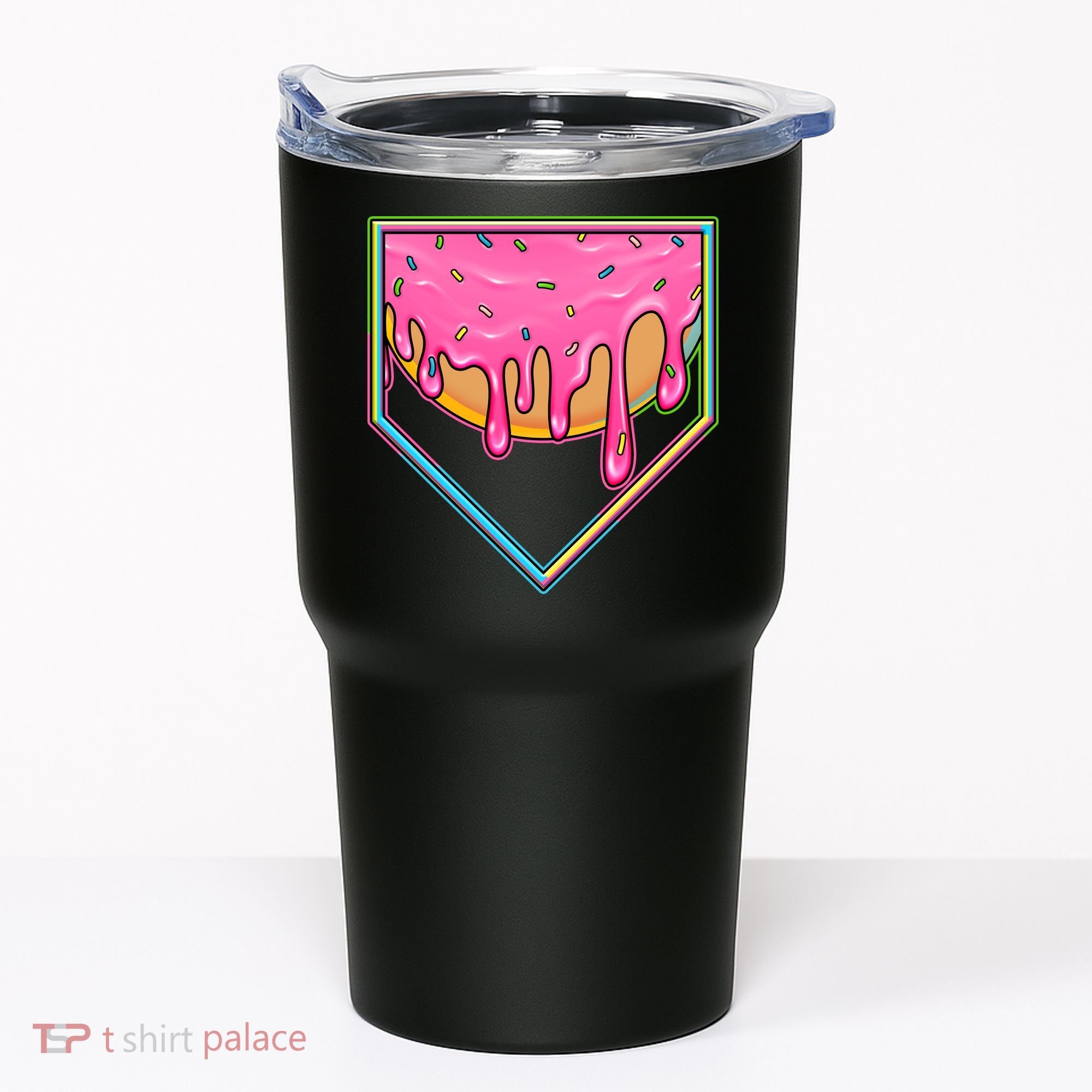 Dripping Pink Frosting Donut Baseball Diamond Home Plate Tumbler