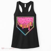 Dripping Pink Frosting Donut Baseball Diamond Home Plate Women's Tank Top thumb 0