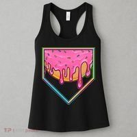 Dripping Pink Frosting Donut Baseball Diamond Home Plate Women's Tank Top thumb 3