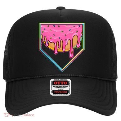 Dripping Pink Frosting Donut Baseball Diamond Home Plate Hat
