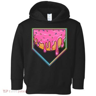 Dripping Pink Frosting Donut Baseball Diamond Home Plate Toddler Hoodie