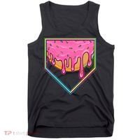 Dripping Pink Frosting Donut Baseball Diamond Home Plate Tank Top thumb 0