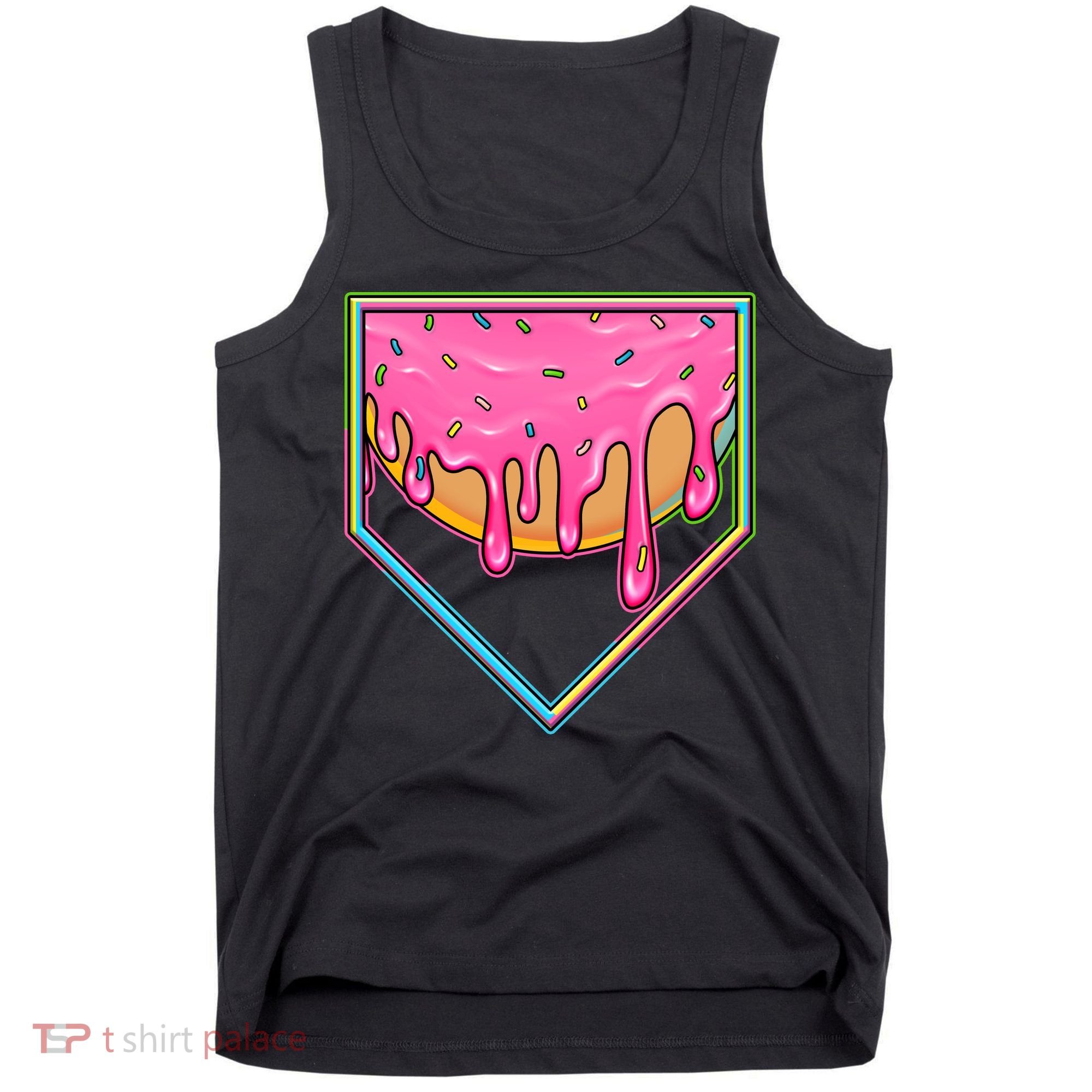 Dripping Pink Frosting Donut Baseball Diamond Home Plate Tank Top