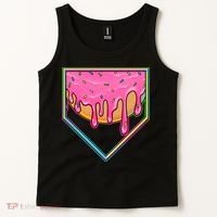Dripping Pink Frosting Donut Baseball Diamond Home Plate Tank Top thumb 2