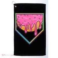 Dripping Pink Frosting Donut Baseball Diamond Home Plate Golf Towel thumb 0