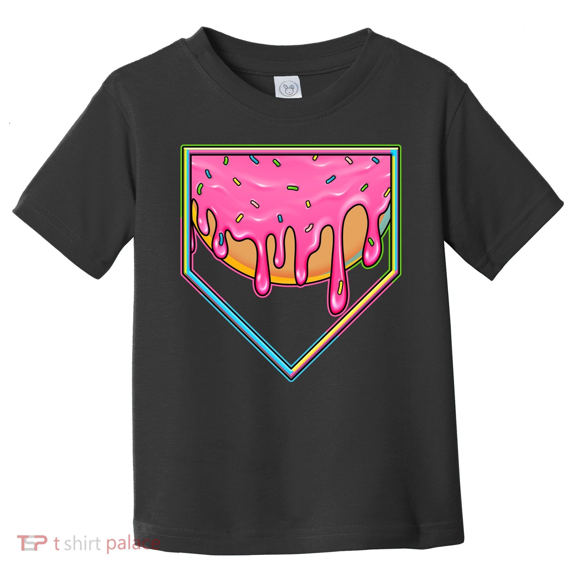 Dripping Pink Frosting Donut Baseball Diamond Home Plate Toddler T-Shirt