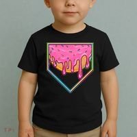 Dripping Pink Frosting Donut Baseball Diamond Home Plate Toddler T-Shirt thumb 2