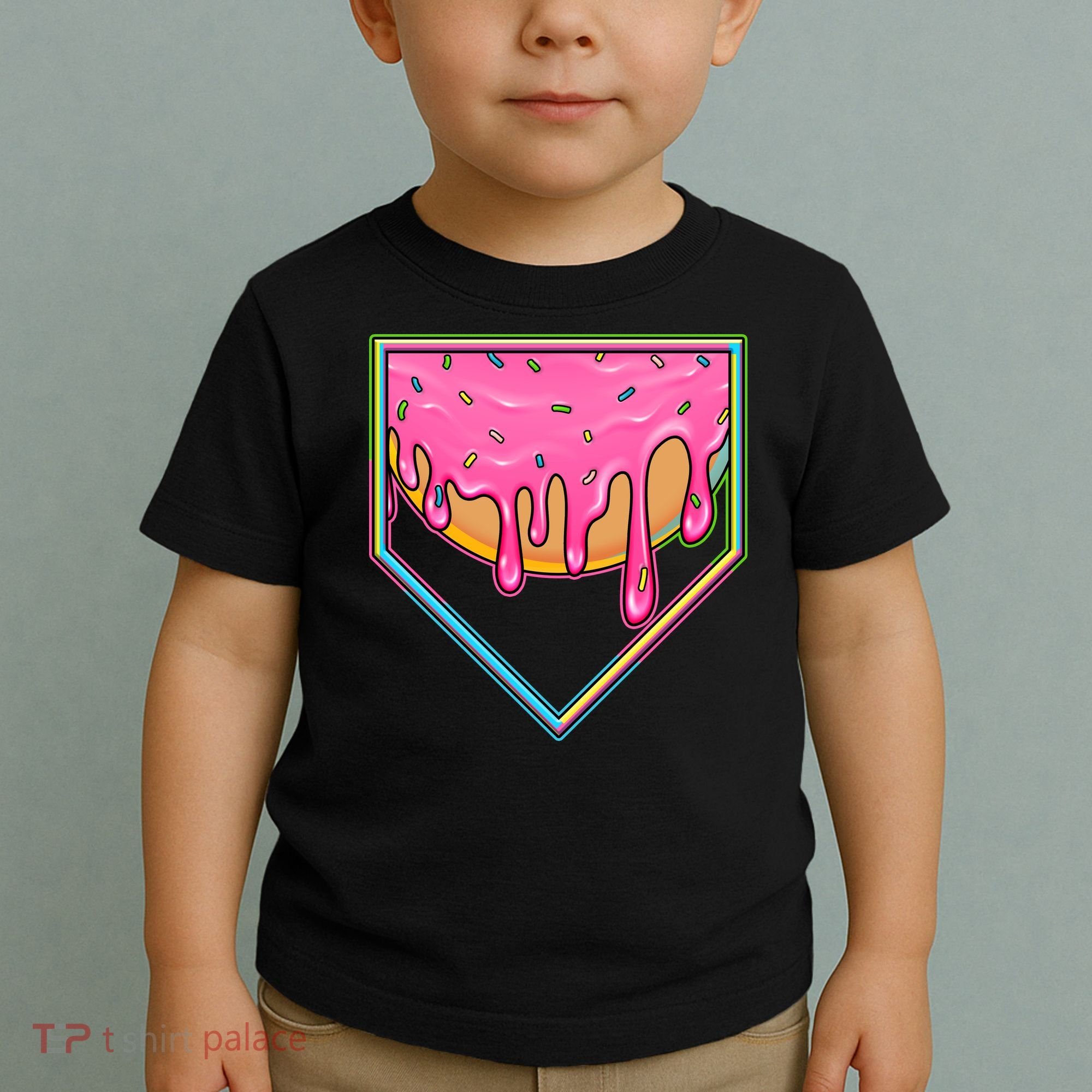 Dripping Pink Frosting Donut Baseball Diamond Home Plate Toddler T-Shirt