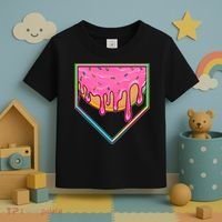 Dripping Pink Frosting Donut Baseball Diamond Home Plate Toddler T-Shirt thumb 3