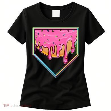 Dripping Pink Frosting Donut Baseball Diamond Home Plate Women's T-Shirt