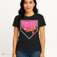 Dripping Pink Frosting Donut Baseball Diamond Home Plate Women's T-Shirt thumb 4