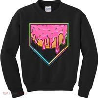 Dripping Pink Frosting Donut Baseball Diamond Home Plate Kids Sweatshirt thumb 0