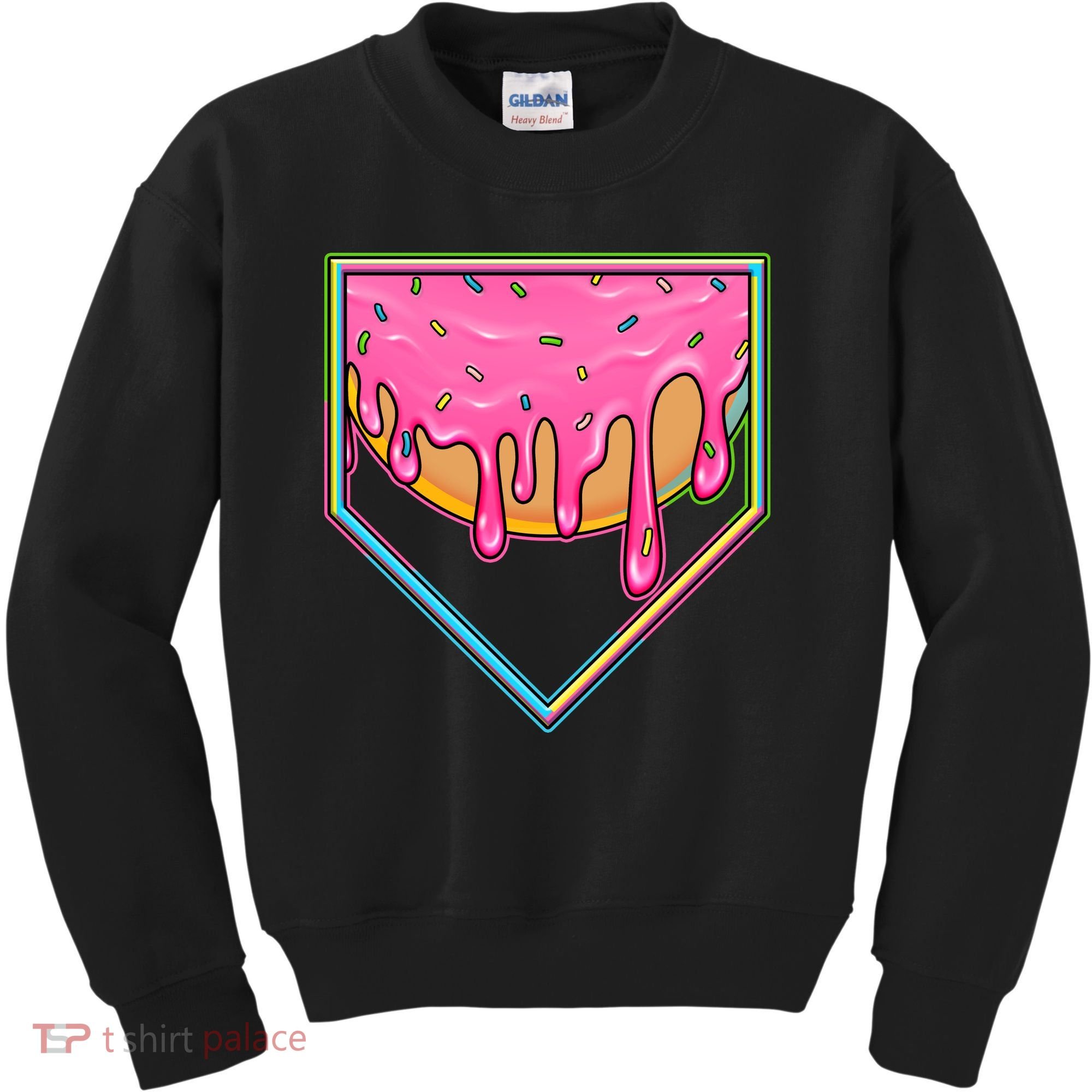 Dripping Pink Frosting Donut Baseball Diamond Home Plate Kids Sweatshirt