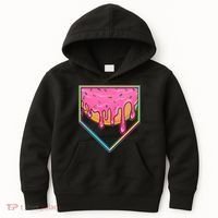 Dripping Pink Frosting Donut Baseball Diamond Home Plate Kids Hoodie thumb 0
