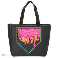 Dripping Pink Frosting Donut Baseball Diamond Home Plate Tote Bag thumb 0