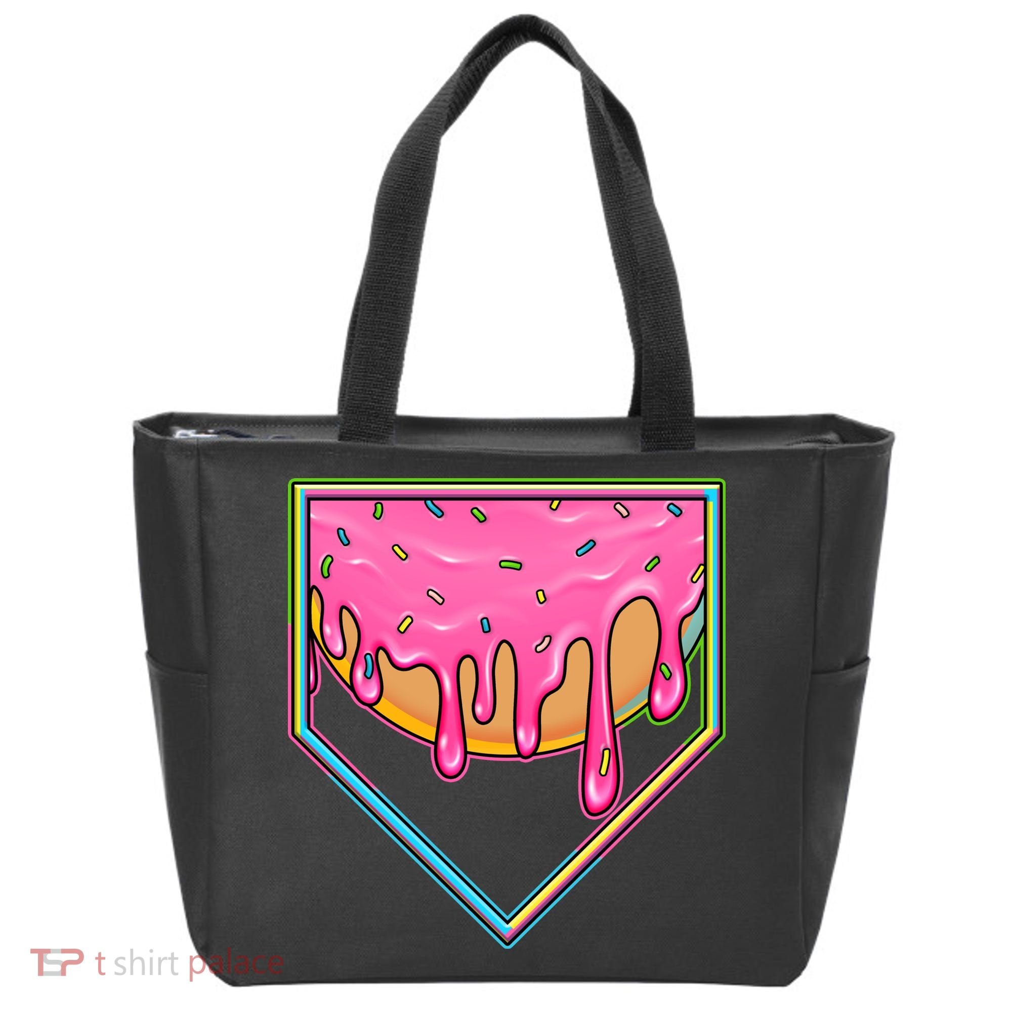 Dripping Pink Frosting Donut Baseball Diamond Home Plate Tote Bag