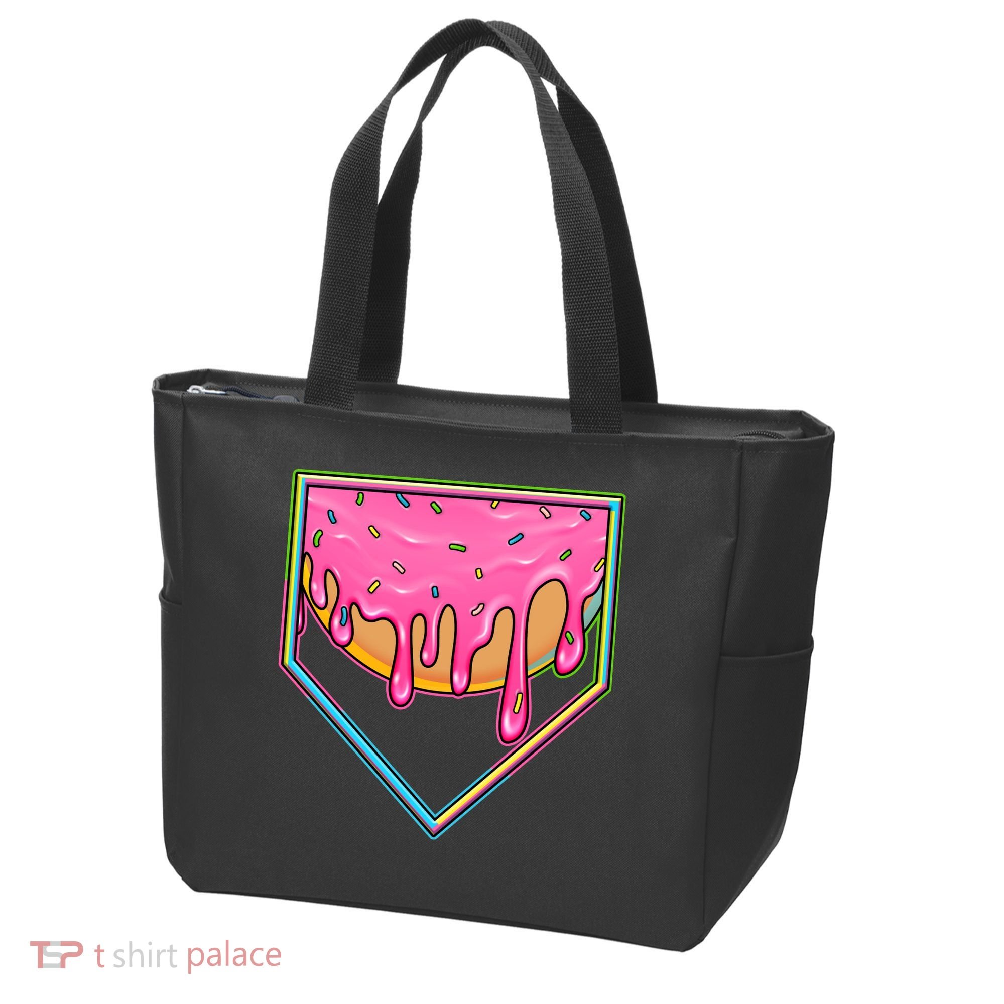 Dripping Pink Frosting Donut Baseball Diamond Home Plate Tote Bag