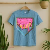 Dripping Pink Frosting Donut Baseball Diamond Home Plate T-Shirt thumb 2