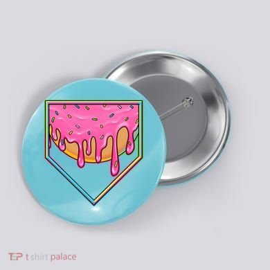Dripping Pink Frosting Donut Baseball Diamond Home Plate Button