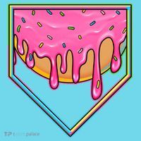 Dripping Pink Frosting Donut Baseball Diamond Home Plate Button thumb 1