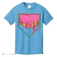 Dripping Pink Frosting Donut Baseball Diamond Home Plate Kids T-Shirt thumb 0