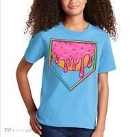 Dripping Pink Frosting Donut Baseball Diamond Home Plate Kids T-Shirt thumb 2