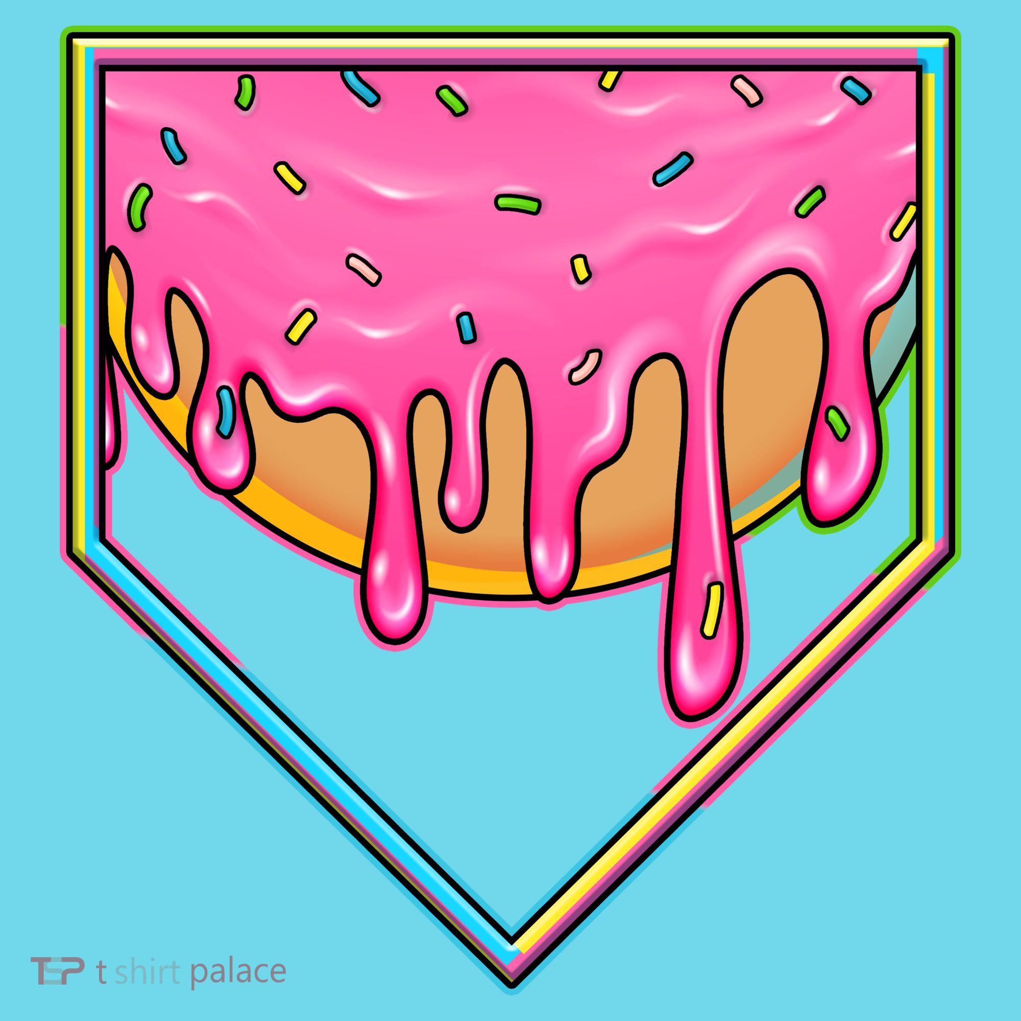 Dripping Pink Frosting Donut Baseball Diamond Home Plate Kids T-Shirt
