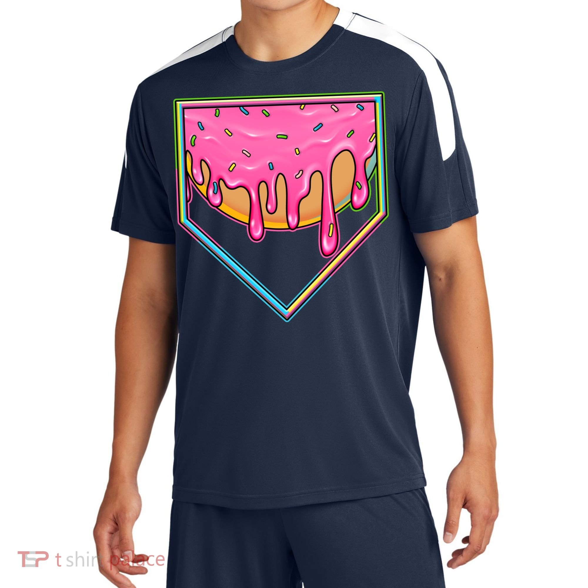 Dripping Pink Frosting Donut Baseball Diamond Home Plate Sport-Tek Competitor United Soccer Jersey