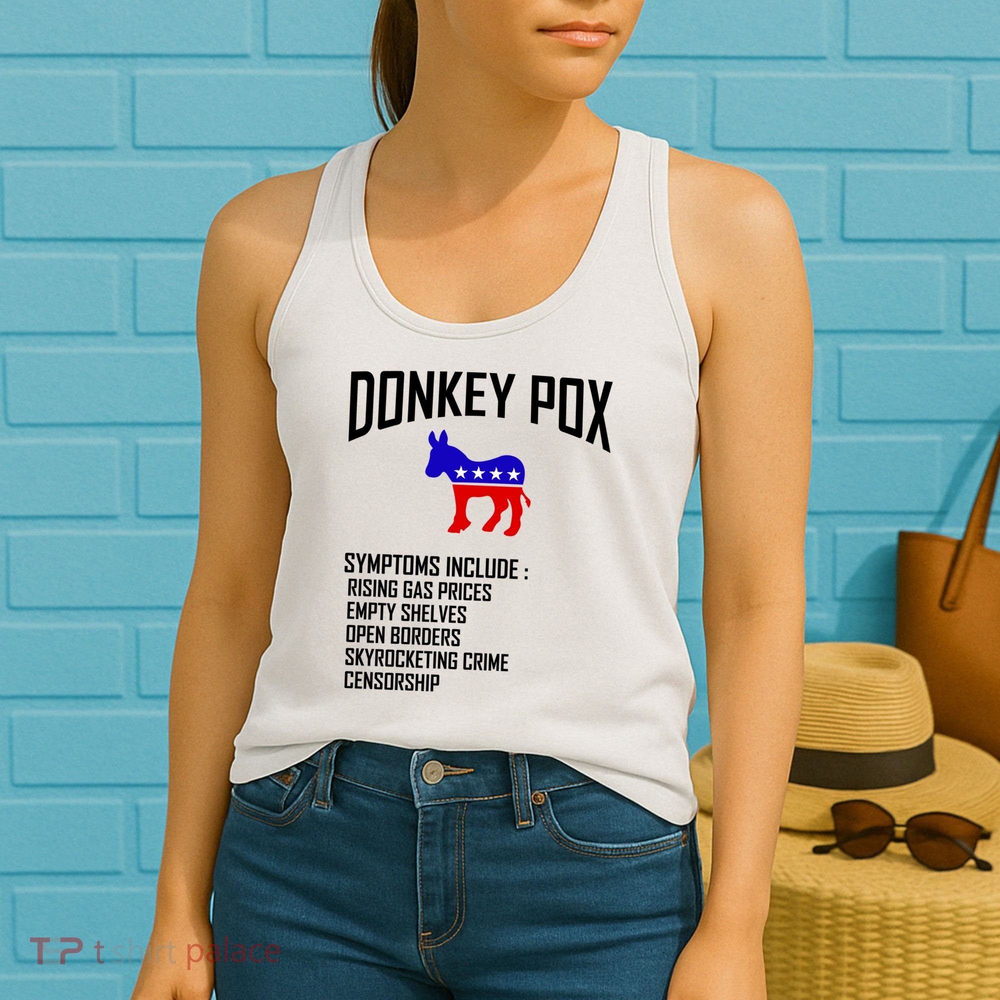 Donkey Pox Funny Symptoms Political Anti Biden Women's Tank Top