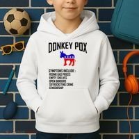 Donkey Pox Funny Symptoms Political Anti Biden Kids Hoodie thumb 2