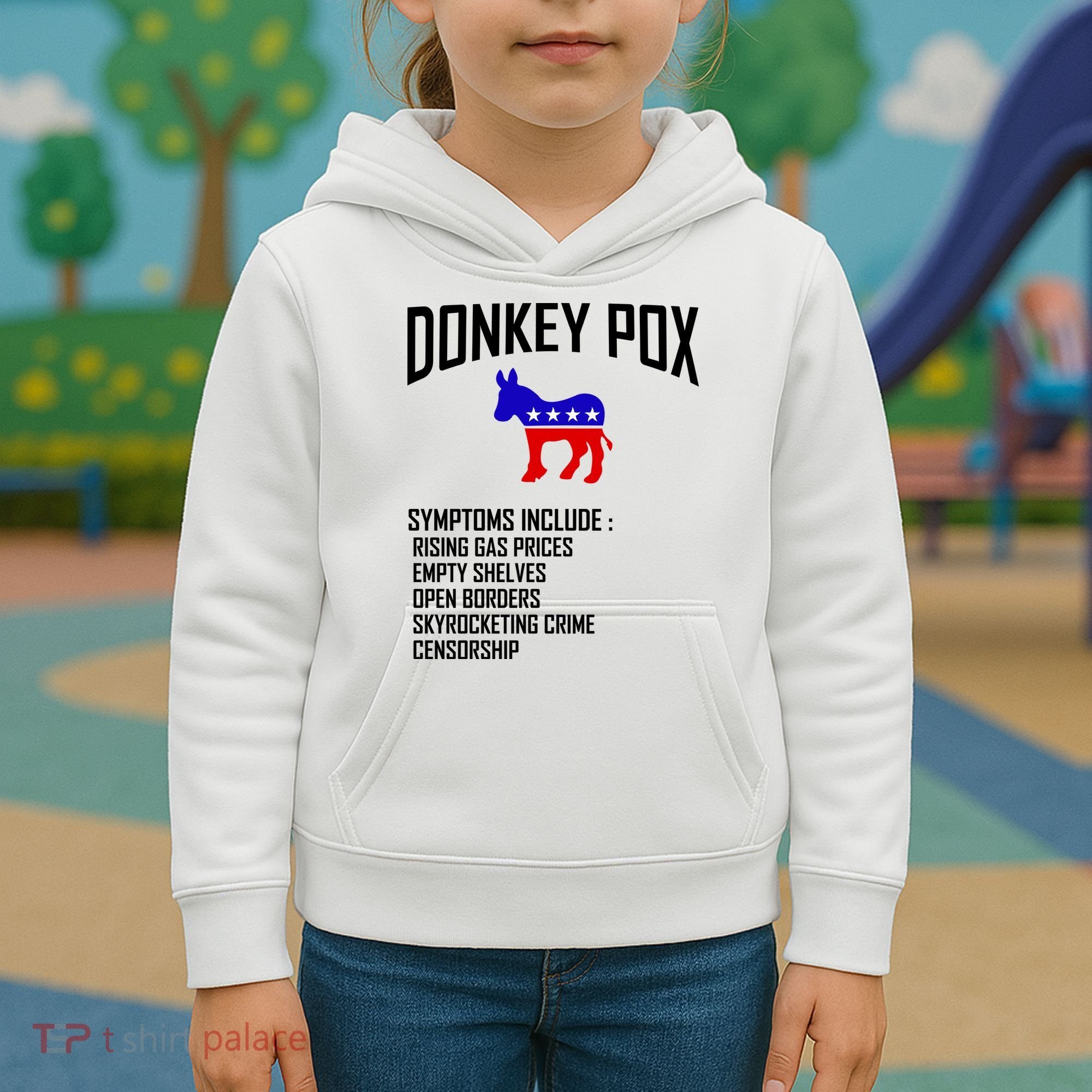 Donkey Pox Funny Symptoms Political Anti Biden Kids Hoodie