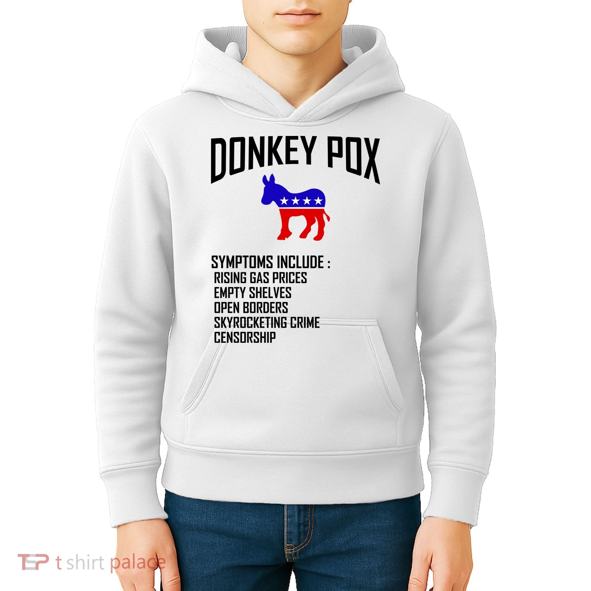 Donkey Pox Funny Symptoms Political Anti Biden Kids Hoodie