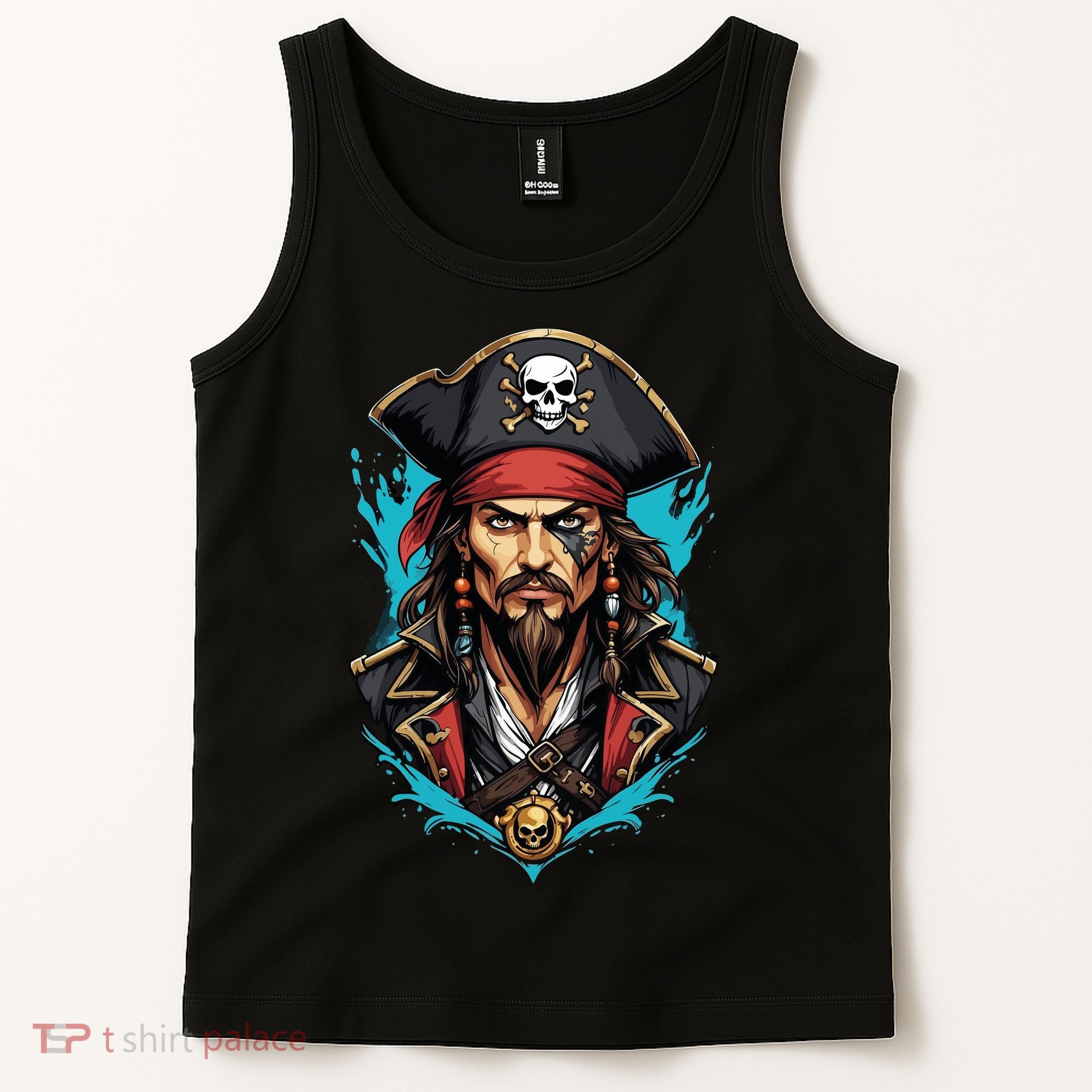 Detailed Pirate Face Tank Top