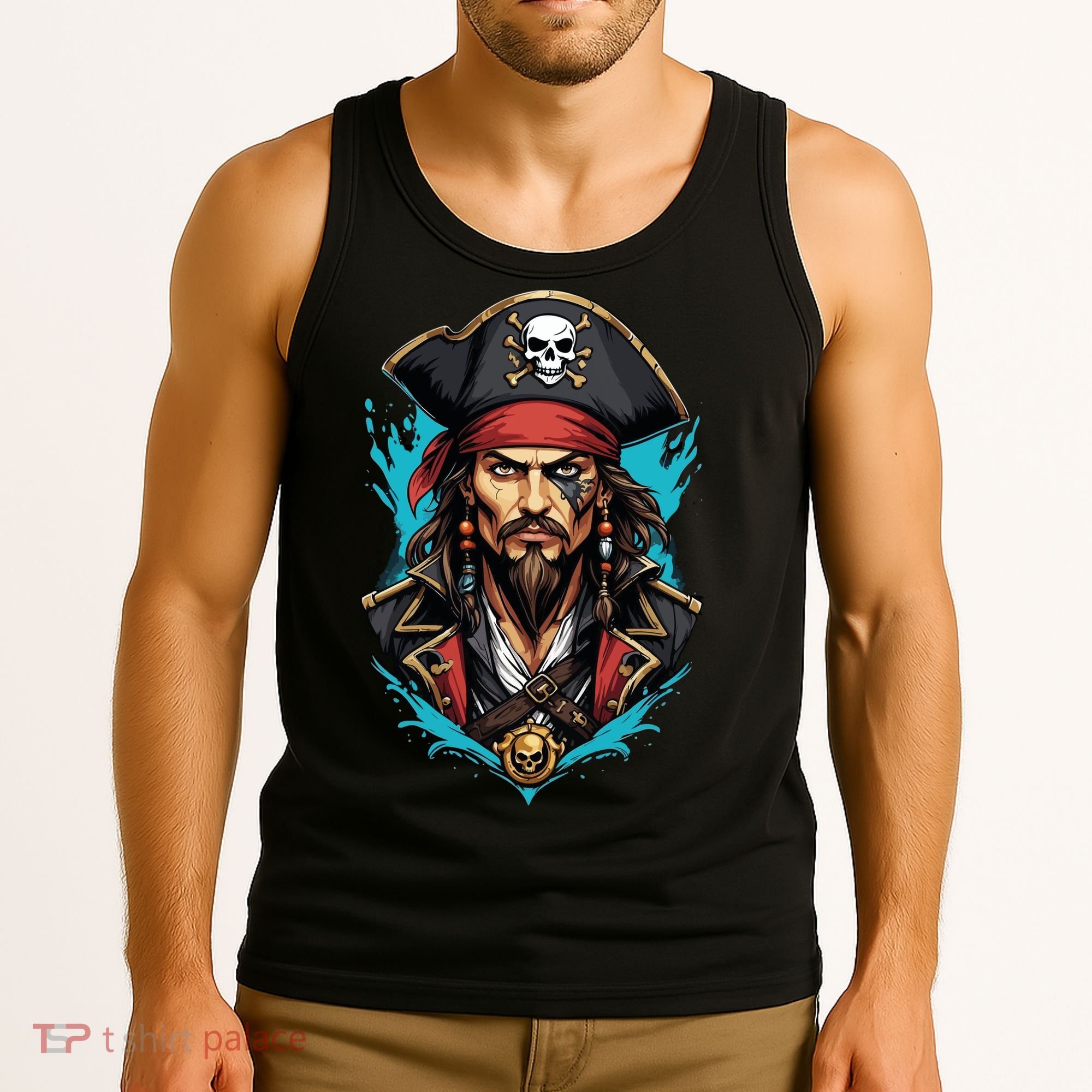 Detailed Pirate Face Tank Top