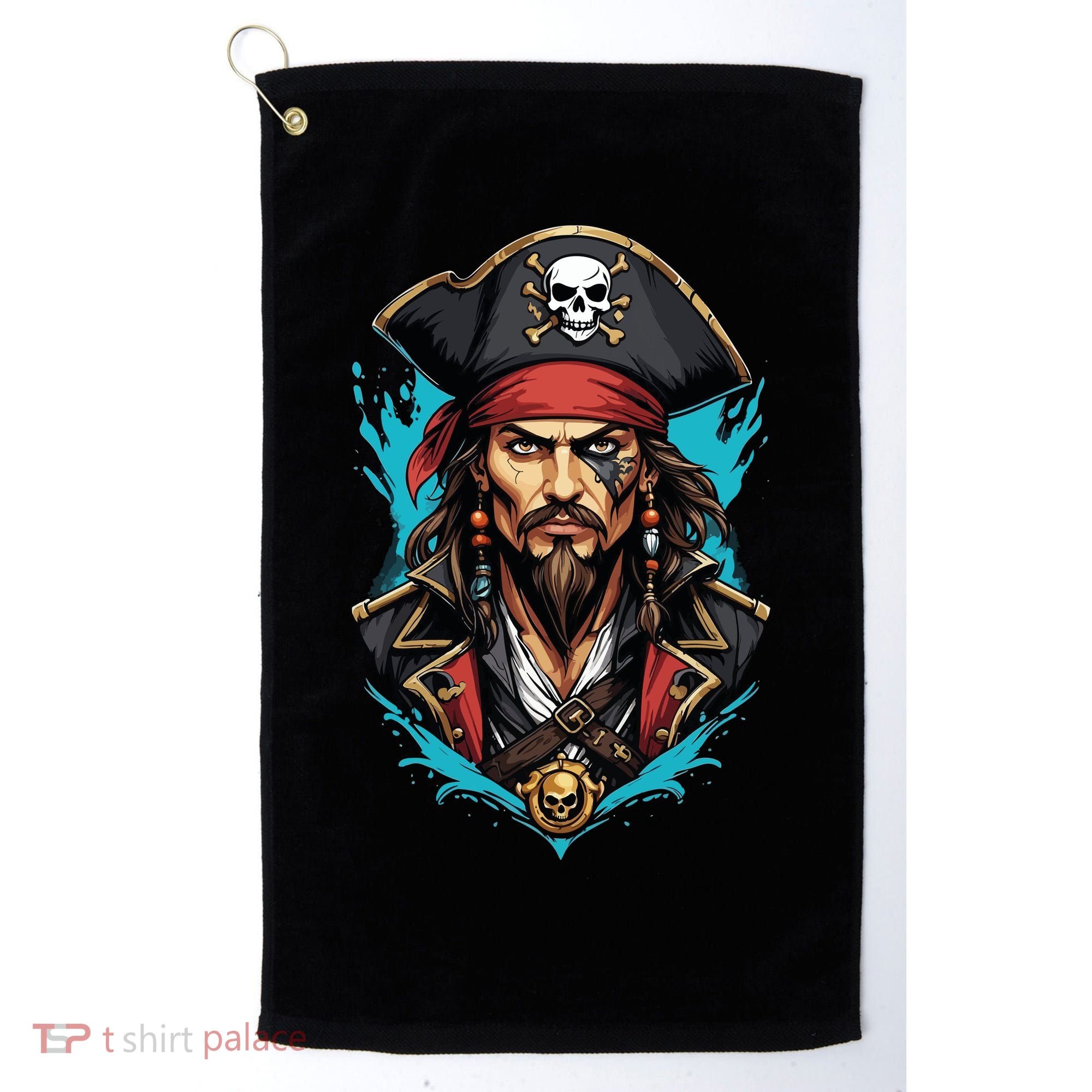 Detailed Pirate Face Golf Towel