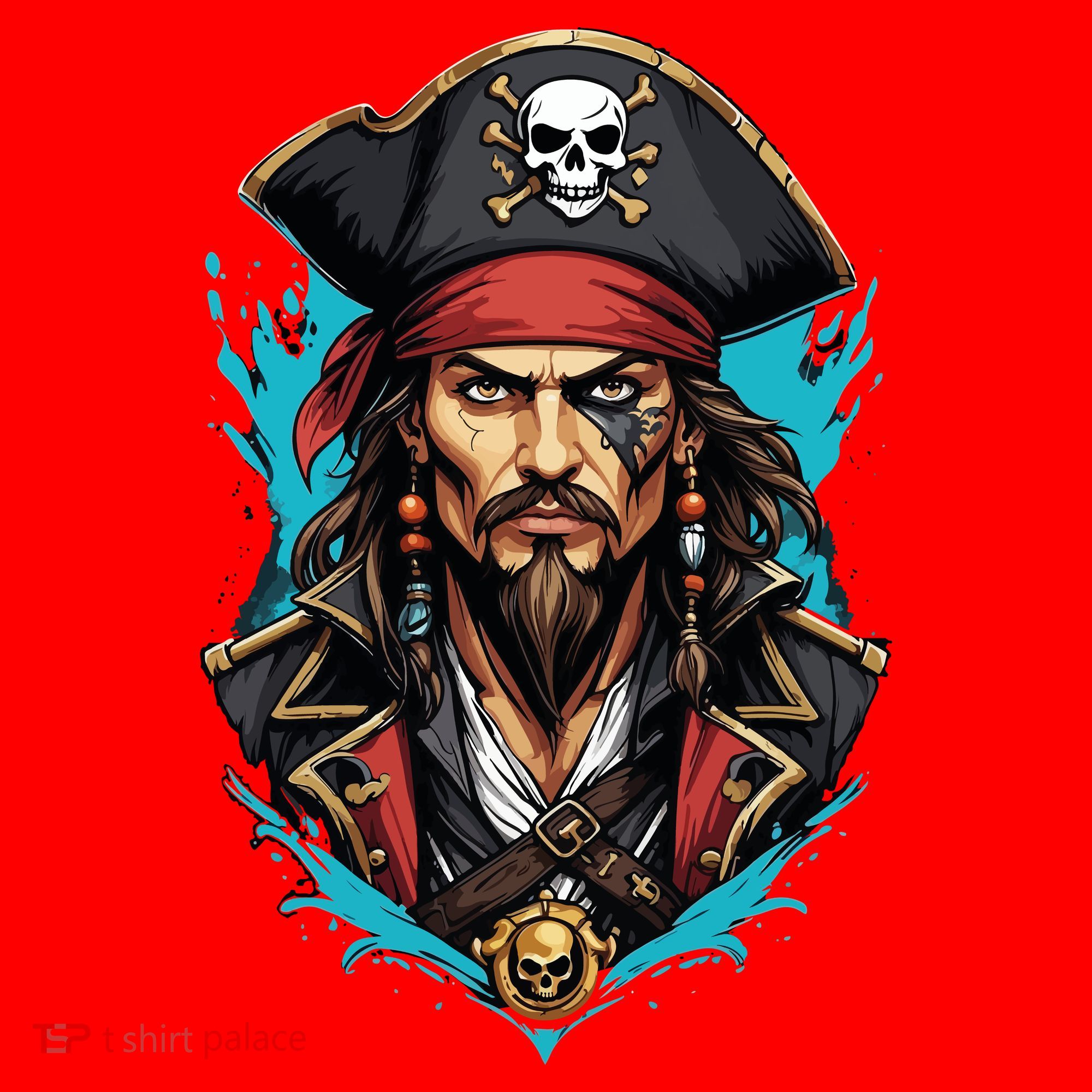 Detailed Pirate Face Santa Hat