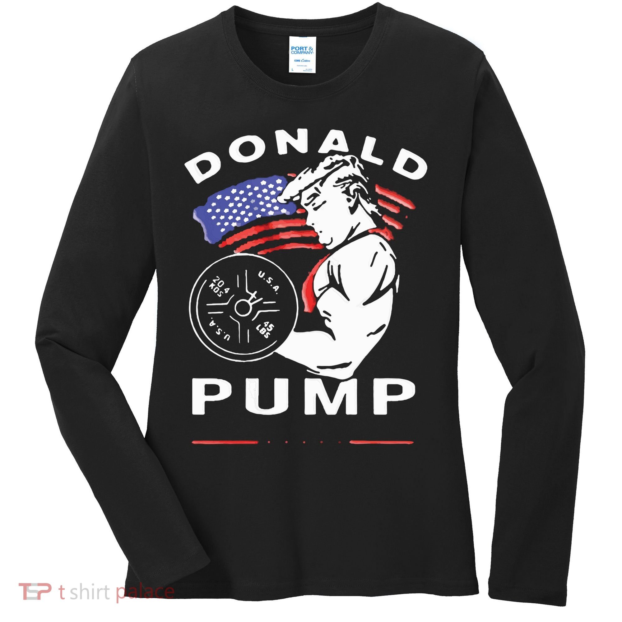 Donald Pump Gym Bodybuilder And Weightlifting Women's Long Sleeve Shirt